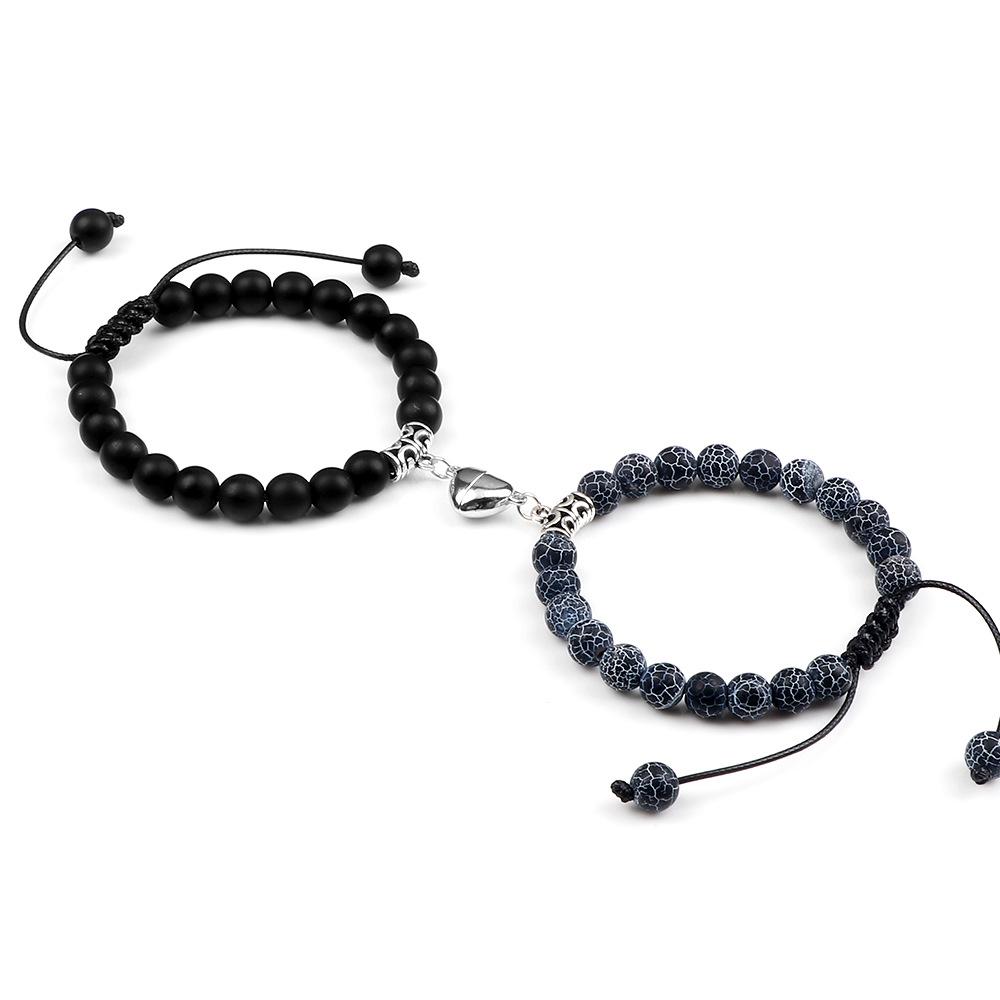 Magnetic Heart Bracelet Pair - Handmade Woven Design for Couples or Best Friends