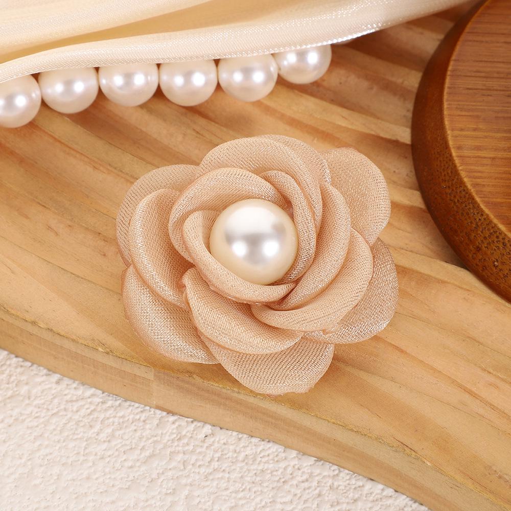 

Ins Style Korean Gauze Pearl Camellia DIY Accessories for Headdresses, Shoes, Hats, Bags, and Clothing шампанского