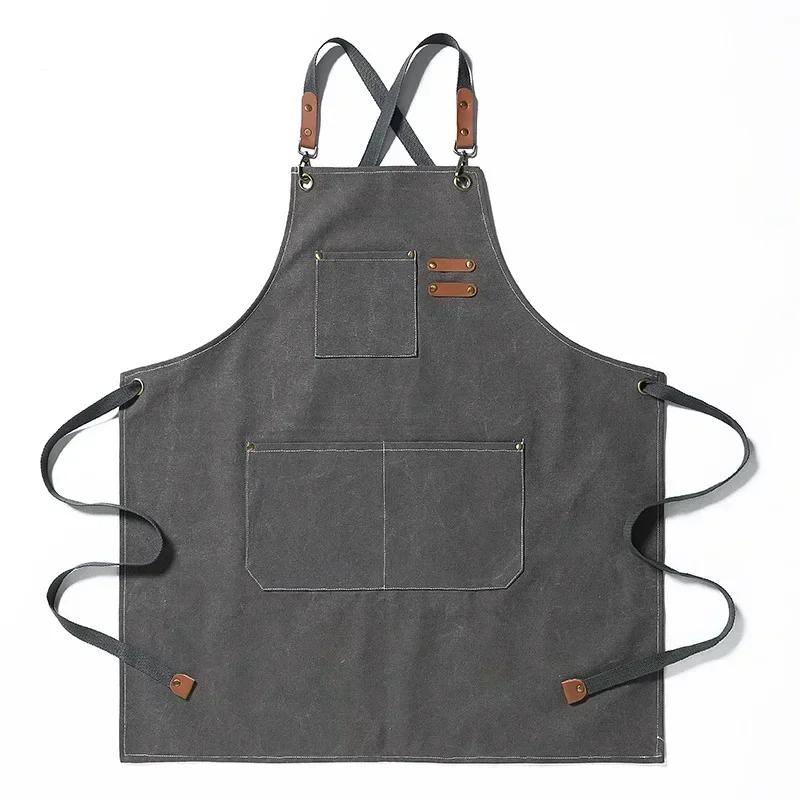 Fashion Canvas Kitchen Aprons For Woman Men Chef Work Apron For Grill Restaurant Bar Shop Cafes Beauty Nails Studios Uniform