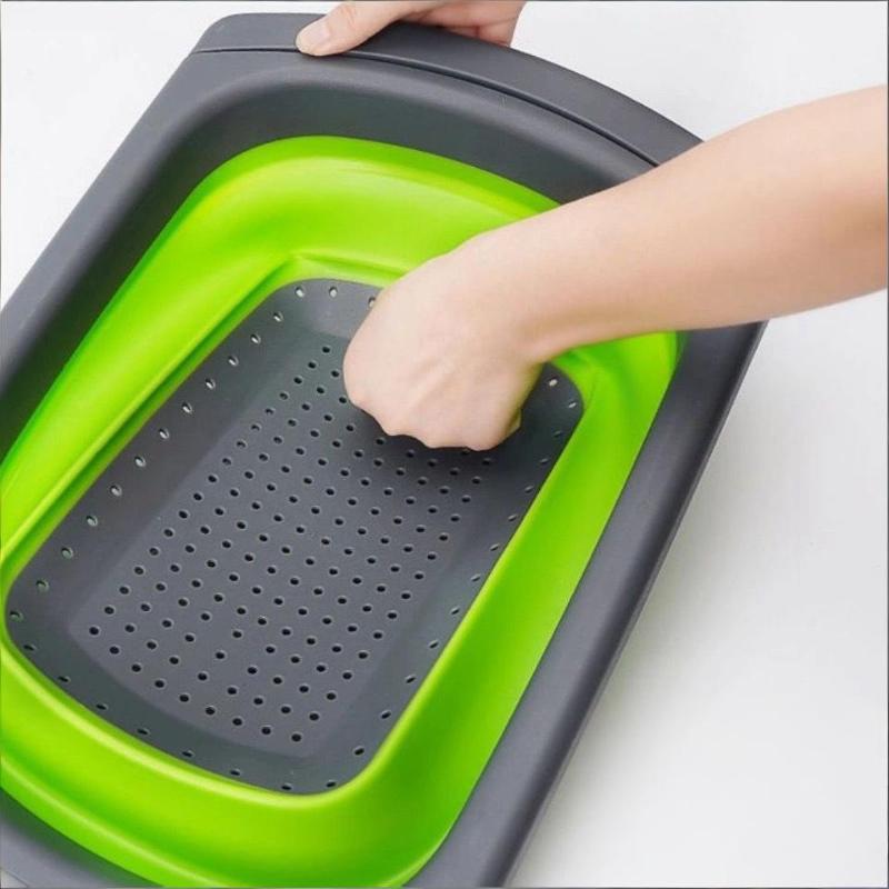 1Pcs Fruit Vegetable Washing Basket Foldable Strainer Silicone Colander Dish Collapsible Drainer Filter Kitchen Storage Tool