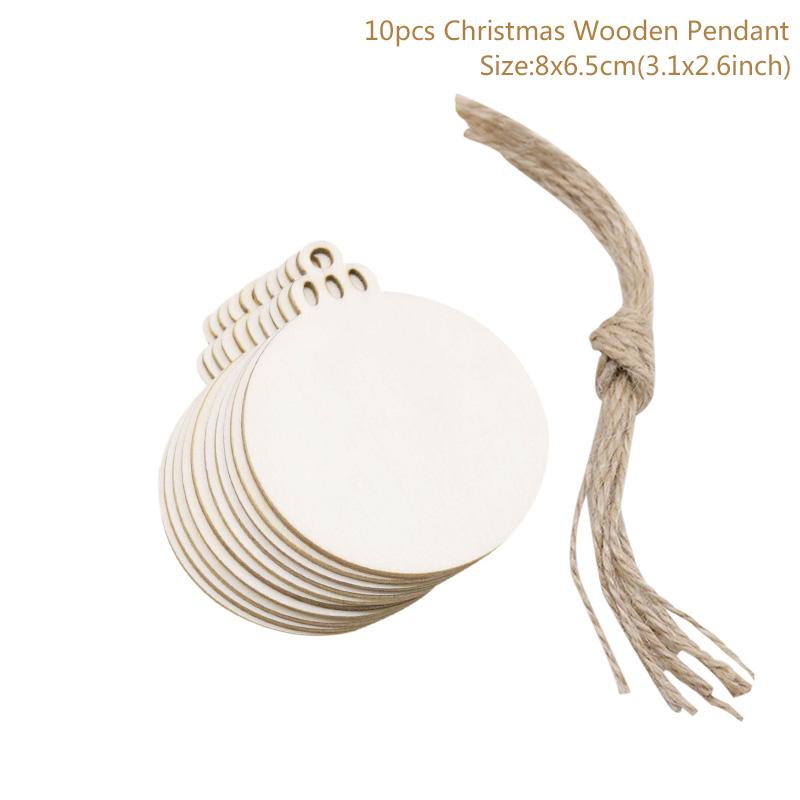 10pcs/lot Wooden Christmas Tree Hanging Ornament Pendants Christmas Decorations For Home Party New Year Navidad Natal Kids Gift