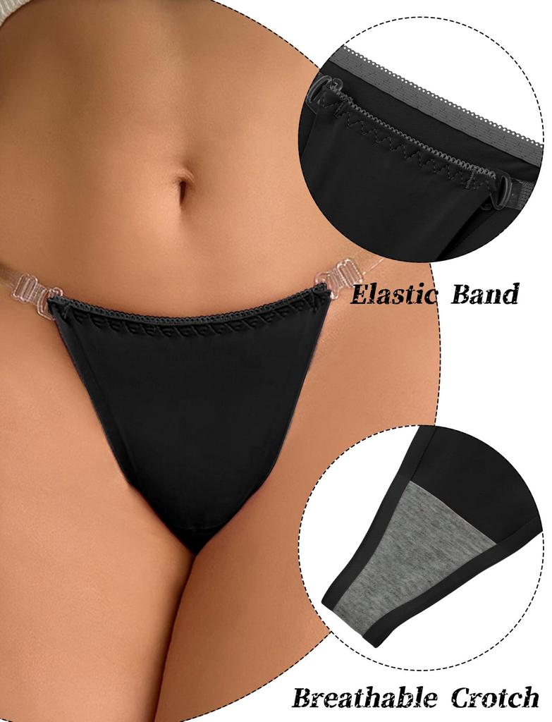 Panegy Thong Sexy Transparent Rope Extreme Butt Size L Women's Panties, Low-Rise Panties, 2-Pack, Panties, Lifting, Seamless, Lightweight, Thin,