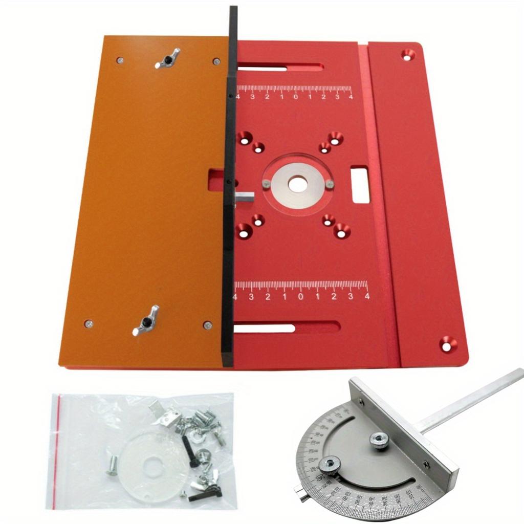 Aluminum Alloy Router Table Insert Plate Set, Woodworking Benches Router Flip Plate with Miter Gauge Guide Woodwork Router Table