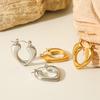 Stainless steel geometric earrings, women's fashion versatile heart-shaped titanium steel light luxury high-end ear jewelry