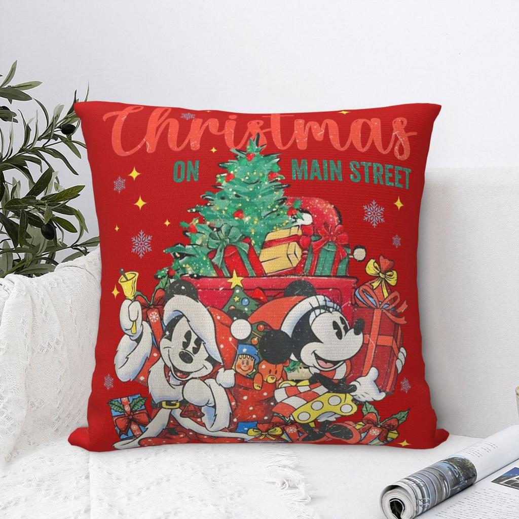 Merry Christmas Holiday Season Pillowcase Soft Polyester Cushion Cover Decorative Mickey Mouse Pillow Case Cover Car Square