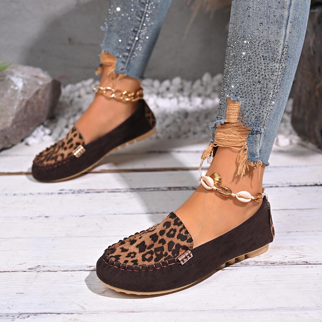 Women Casual Shoes New Spring Autumn Flat Loafers Shoes Women Non-slip Soft Leopard Print Flat Shoes Zapatos De Mujer