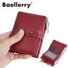 Baellerry Women's Korean Style Short Wallet - High-End Buckle Card Holder, Double Zipper Coin Purse