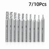 7/10Pcs High-Speed Steel End Mill Set Straight Shank HSS End Mill  Wood Steel Milling