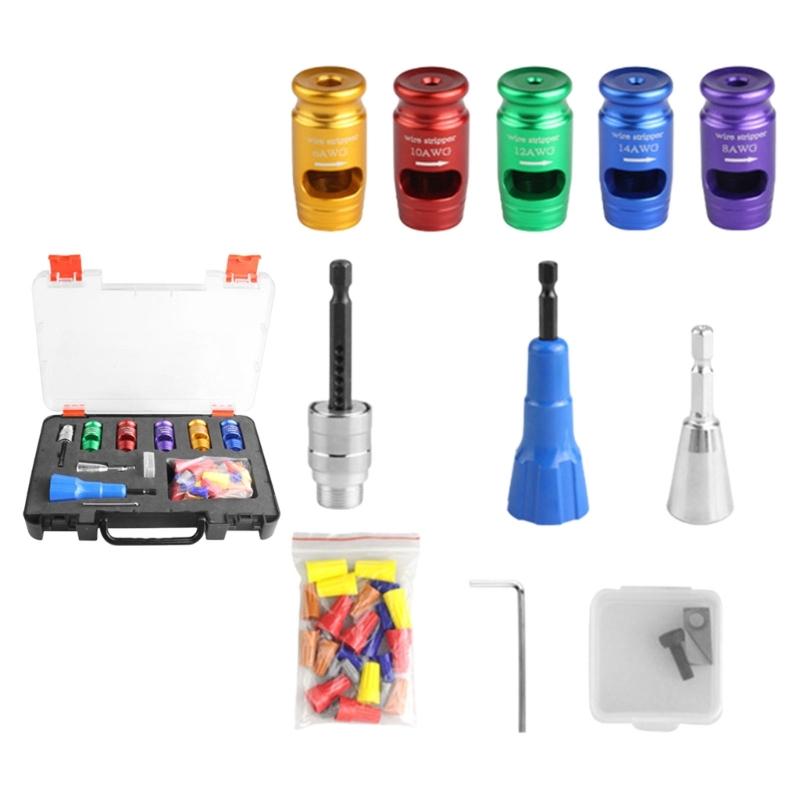 

Multiple Size Electrician Wire Stripping Tool Set 6-14AWG 10-36mm Length Adjustment Suitable For Power Drill Screwdriver 1