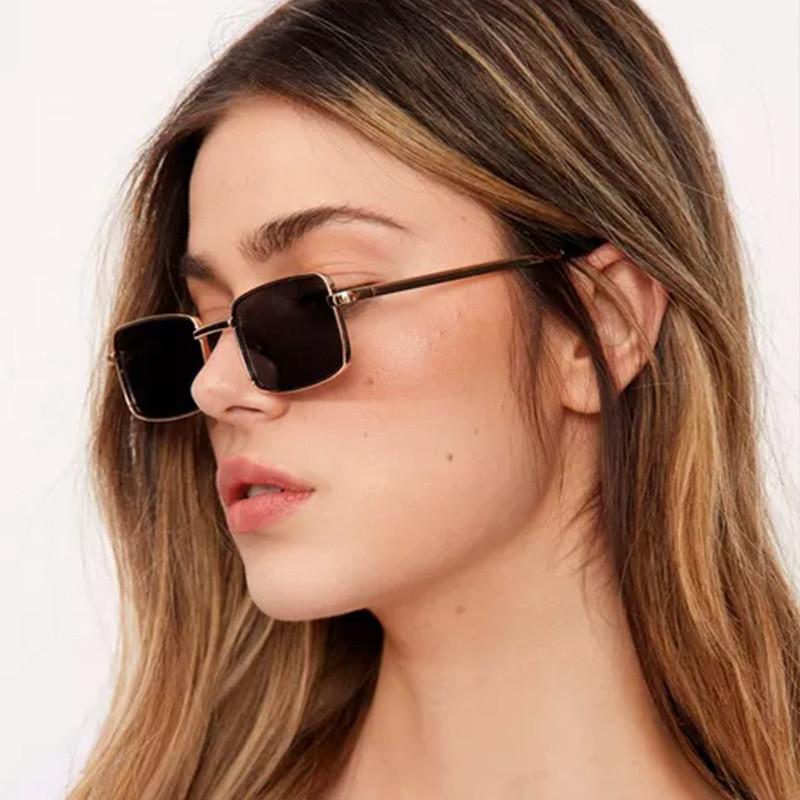 Classic Metal Square Sunglasses Women Men Uv400 Retro Style Geometric For Travel And Daily Wear
