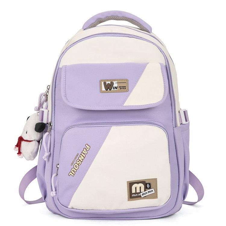 Schoolbag New Large Capacity Simple Contrast Color Versatile School Bag Junior High School Student College Student Computer Travel Backpack