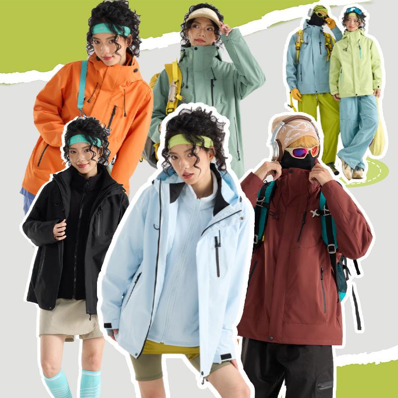 Outdoor three-in-one jacket two-piece set men's and women's mountain windproof and waterproof travel into Tibet mountaineering jacket