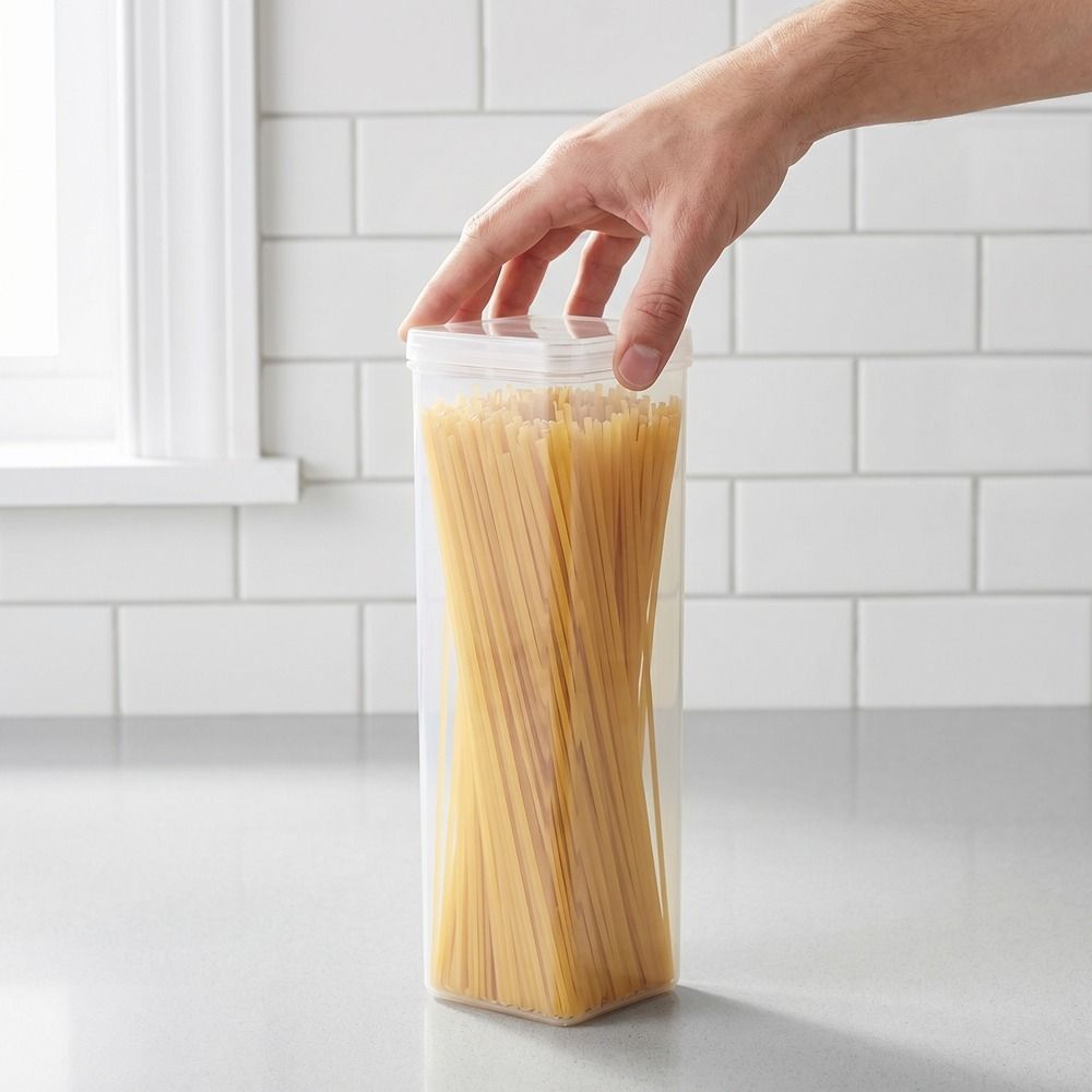 2PCS Transparent Food Storage Containers Round/Rectangular Pantry Organizer Spice Storage Box  Pasta