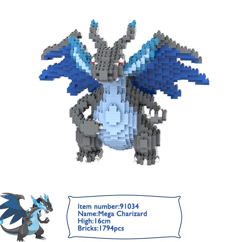

Pokemon Building Block Lucario Mewtow Cubone Gyarados Gengar Piplup Mega Charizard Figure DIY Assembly Micro Bricks Toys for Kid With Box
