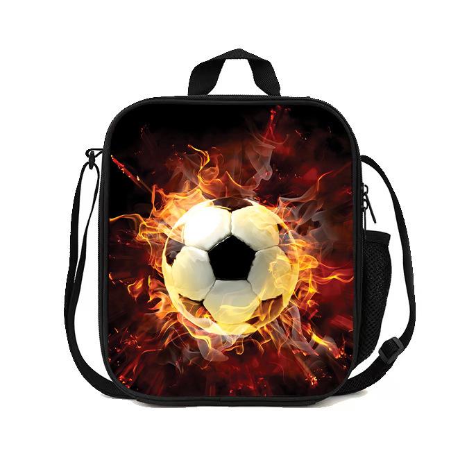Football Basketball Pattern Children'S Lunch Bag Elementary School Lunch Box Bag Fashion Trend Boys' Lunch Bag