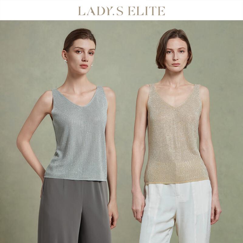 LadyS Elite Rhinestone Ice Silk Cami Top One Size