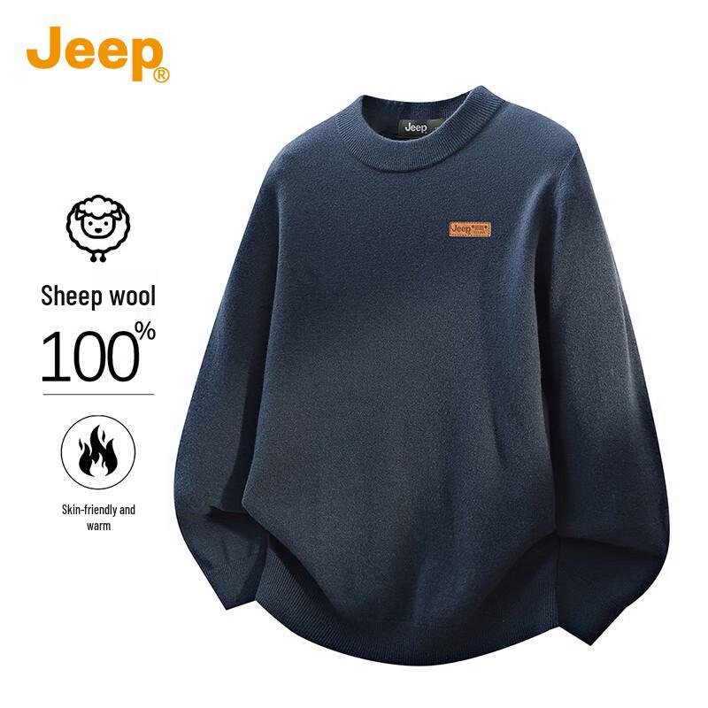 JEEP Men s 100% Merino Wool Crew Neck Sweater L