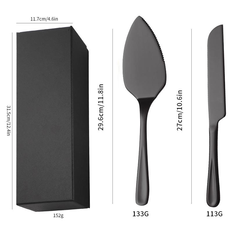 Lotus Pattern Stainless Steel Cake Knife & Spatula Set - 2-Piece for Birthday Cakes & Pizza in Gift Box