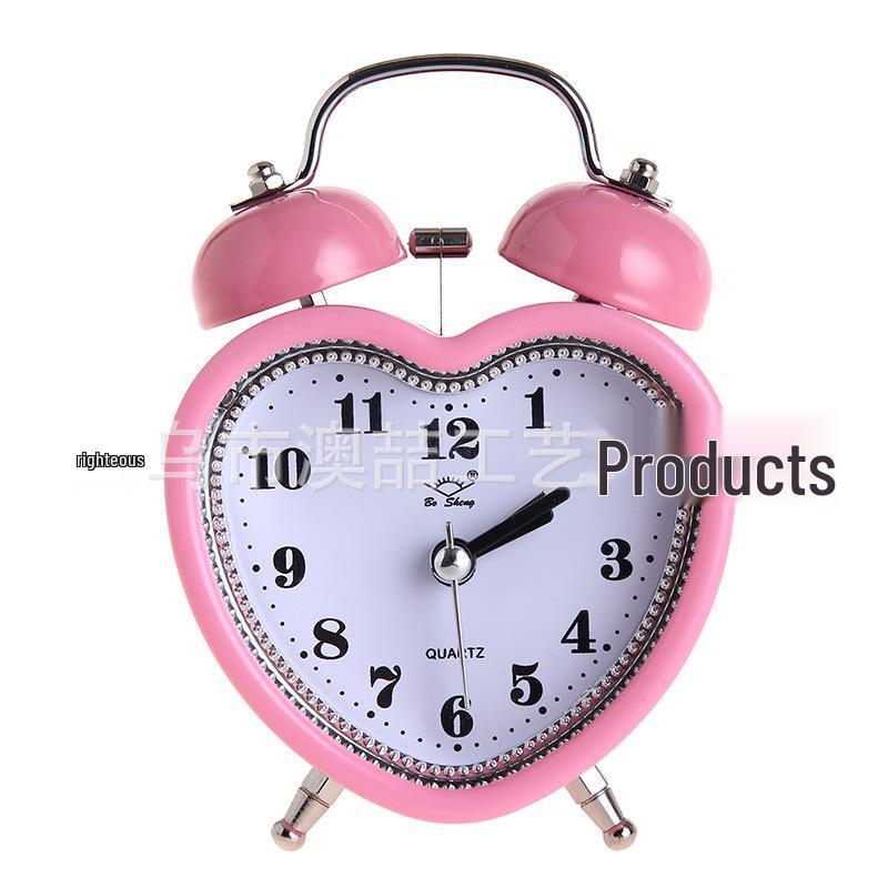 Luminous Silent 3-Inch Metal Bell Alarm Clock with Light - Creative Gift for Students