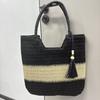 New Multi-color Grass Woven Bag, Women's Handmade Woven Bag, Large Capacity Tassel Tote Bag, Beach Vacation Bag, Women's Bag