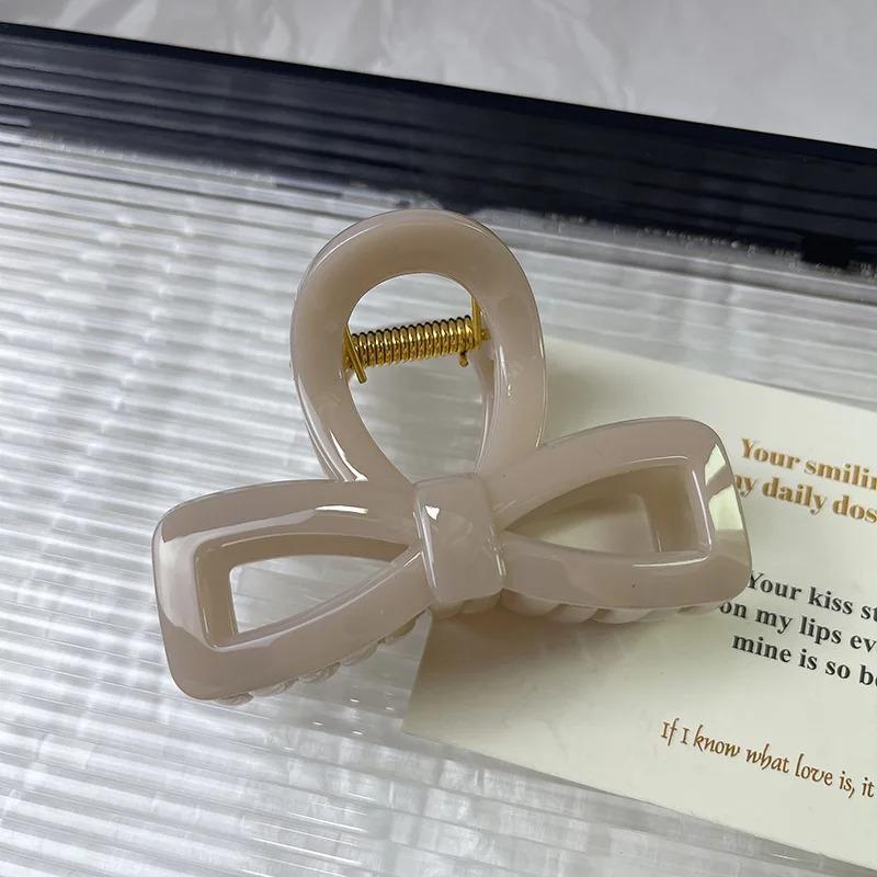 Acrylic Bow Hair Clips Korean Woman Hair Claw Clip Hollow Elegant Hair Pin Temperament French Hair Accessories Gifts Party Jewelry
