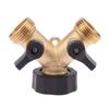 Hose Splitter Brass 2 Way Hose Connector 3/4 Thread Y Shape Hose Spigot Adapter Water Hose Splitter For Outdoor Farm Garden