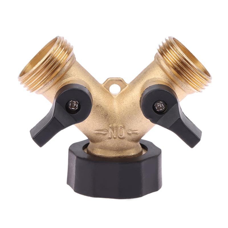 Hose Splitter Brass 2 Way Hose Connector 3/4 Thread Y Shape Hose Spigot Adapter Water Hose Splitter For Outdoor Farm Garden