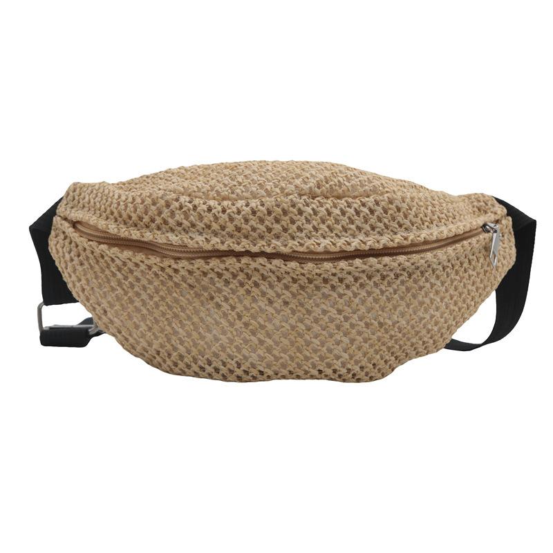 Women's Woven Seaside Vacation Bag with Zipper Closure, Suitable for Beach, Sports and Leisure Outdoor Activities