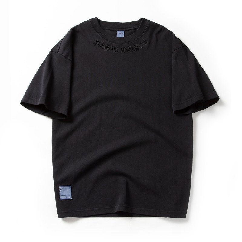 Vintage Men s Short Sleeve Cotton Export Export Embroidery Black M