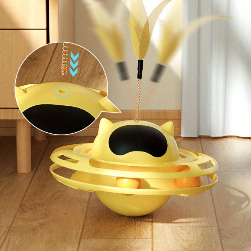 Interaktives Katzen-Tumbler-Drehspielzeug mit Federn und Unterhaltungsteller