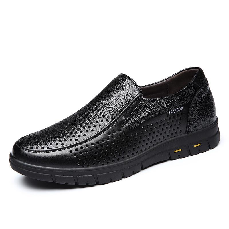 Men s 2025 Spring Business Casual Genuine Leather Breathable Soft Sole Dad Shoes 40