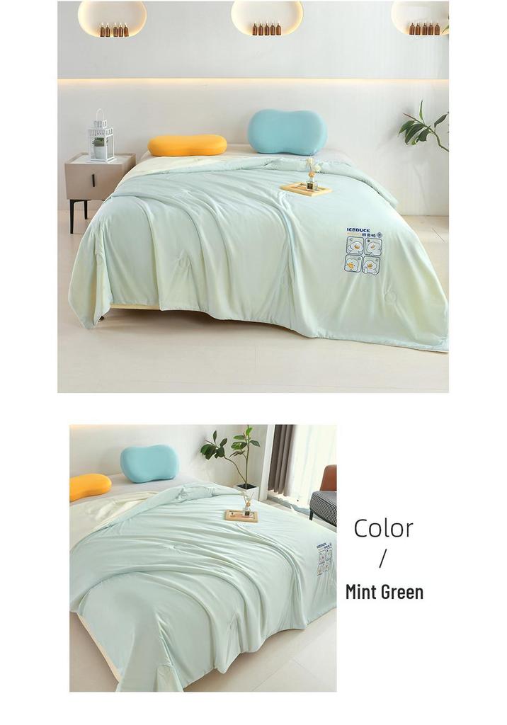 2026 New Summer Ice Silk Air Conditioning Quilt Set: Lightweight, Machine Washable, Available for Single & Double Beds