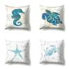 Polyester Pillowcase Peach Leather Velvet Cushion Cover Marine Life Seahorse Octopus Printed Pillow Bedside Cushion Cover