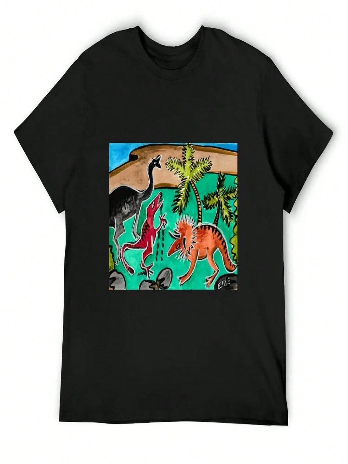 DINO TROUBLE T-Shirt Tees Graphics Anime Shirt unisexs Graphic T-Shirts Funny S разноцветный