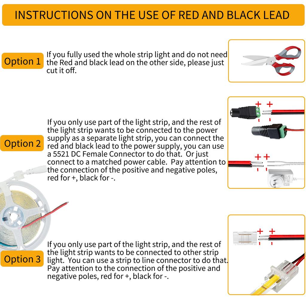 Clearhill 12V COB LED Strip Lights, 5M Purple 480 LEDsm, with 5521 DC Female Connector and RedBlack Lead Wires, 8mm Wide, Non-Waterproof IP20, 180°