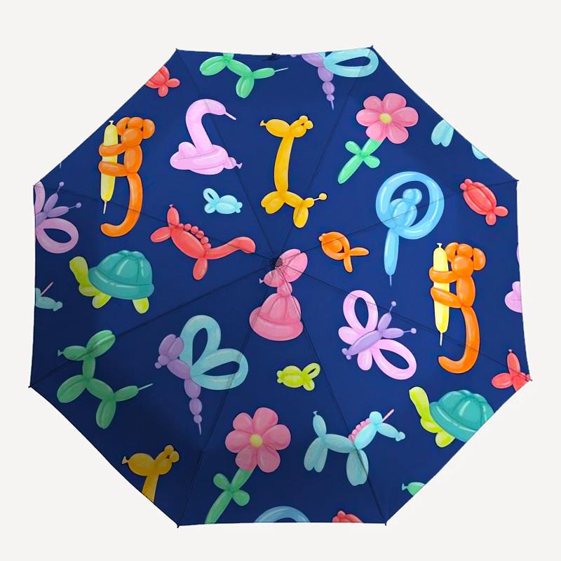 1pc Balloon Animals and Flowers Pattern Umbrella with Plastic Handle, Suitable for All Seasons Outdoor PT428