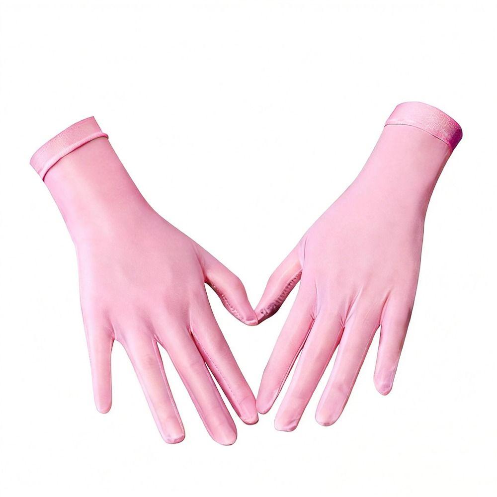 Thin Sun Protection Gloves Oily Glossy Wedding Gloves Transparent Gloves  Outdoor Sun Protection