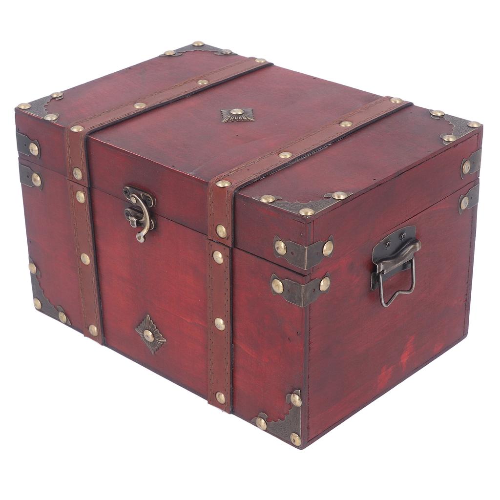 Treasure Chest Storage Box Antique Exquisite Wooden Jewelry Box for Movie Props Window Display