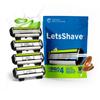 LetsShave Pro 4 Manual Shaving Razor Blades Refill (Cartridges), Pack of 4, World's First Ultra Sharp 4 Blade with Rubber Guard & Open Flow Archite