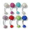 European & American Water Drop Flower Belly Button Ring with Diamond Pendant