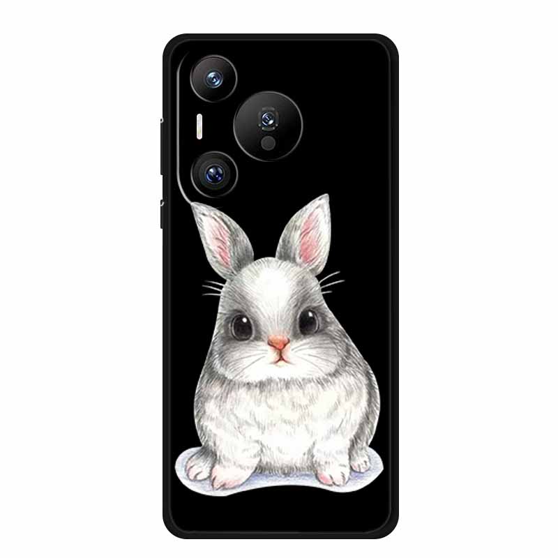 Black Silicone Case For Huawei Pura 70 Pro Case Cartoon Cat Soft Back Cover For Honor 400 Pro 5G Phone Case 400Pro Coque Funda