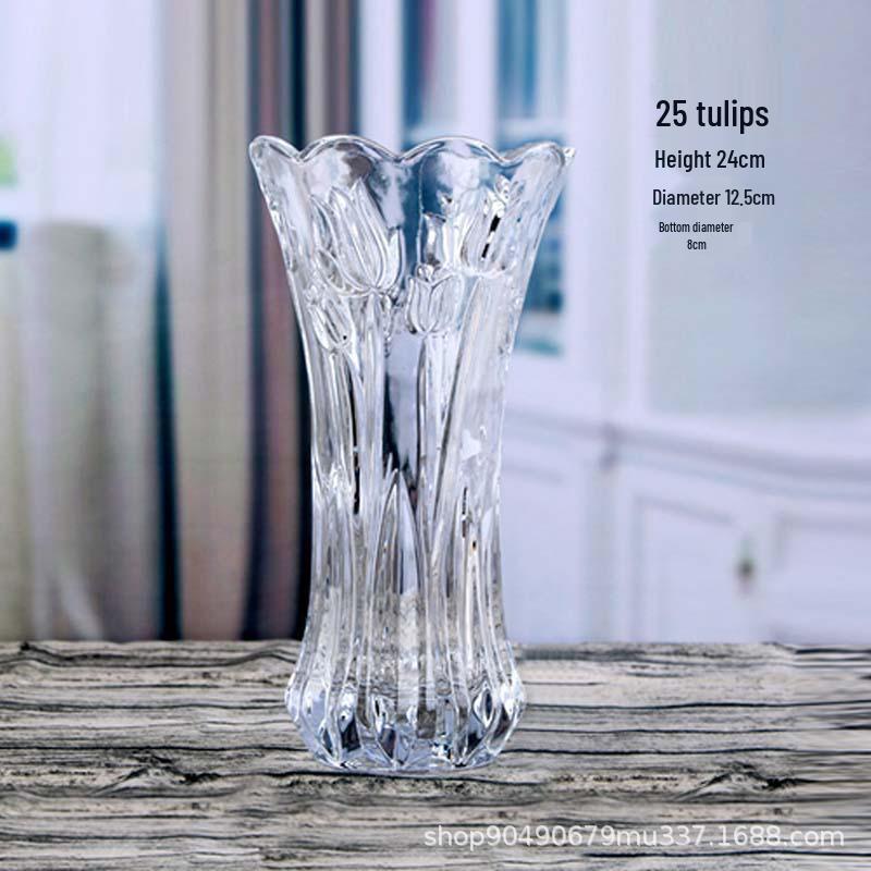 Thickened Transparent Glass Vase for Hydroponic Bamboo & Dry Flower Arrangement