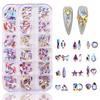 Nail Art Jewelry 12-Grid Boxed Nail Art Flat Bottom Diamond Rhinestone Special-Shaped Diamond Glass Nail Art Diamond Set Round Diamond Nail Diamond