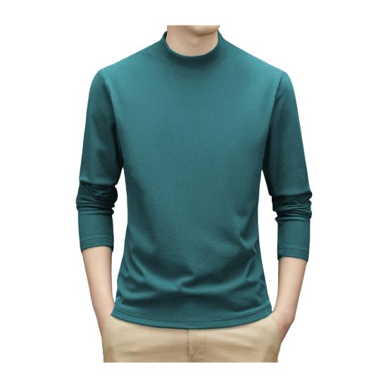 Jaro Podzim Pánský Top Ochrana Krku Polovysoký Límec Oboustranný Německý Samet Slim Fit Pružný Dlouhý Rukáv Pulovr Základní Mikina