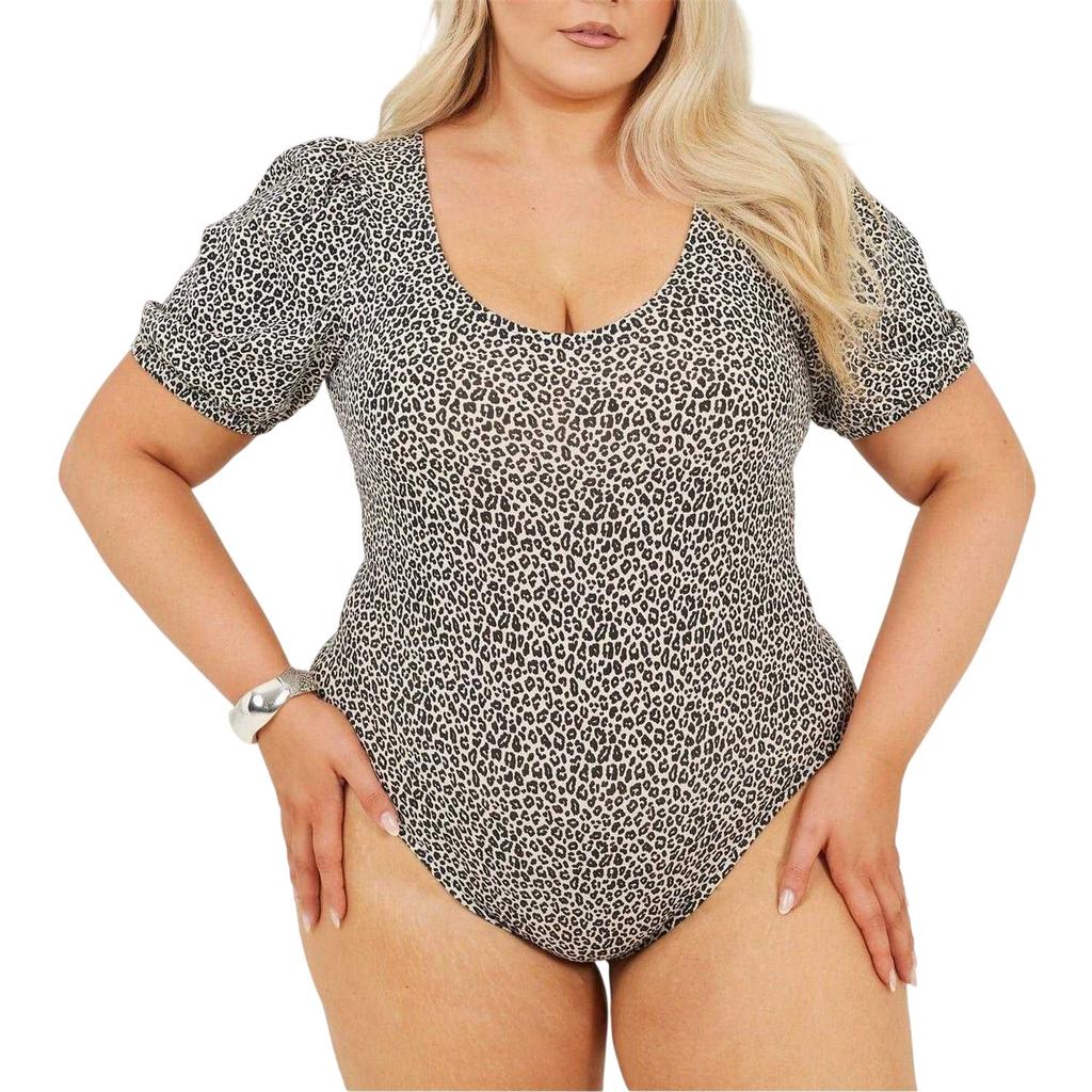 Brave Soul Womens/Ladies Leopard Print Plus Puff Sleeve Bodysuit