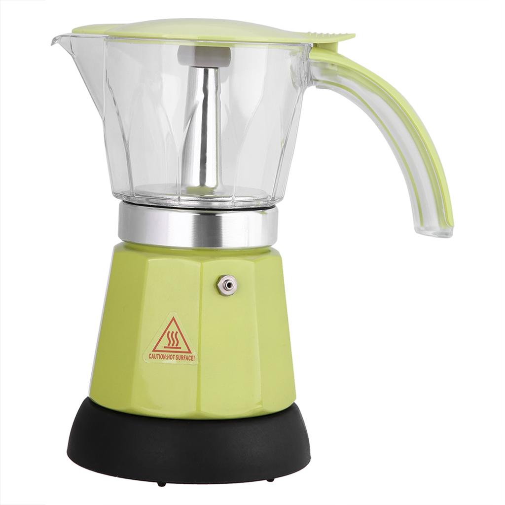 300ml/6 Cups 480W Electric Moka Pot Detachable Kitchen Stovetop Coffee Maker Green