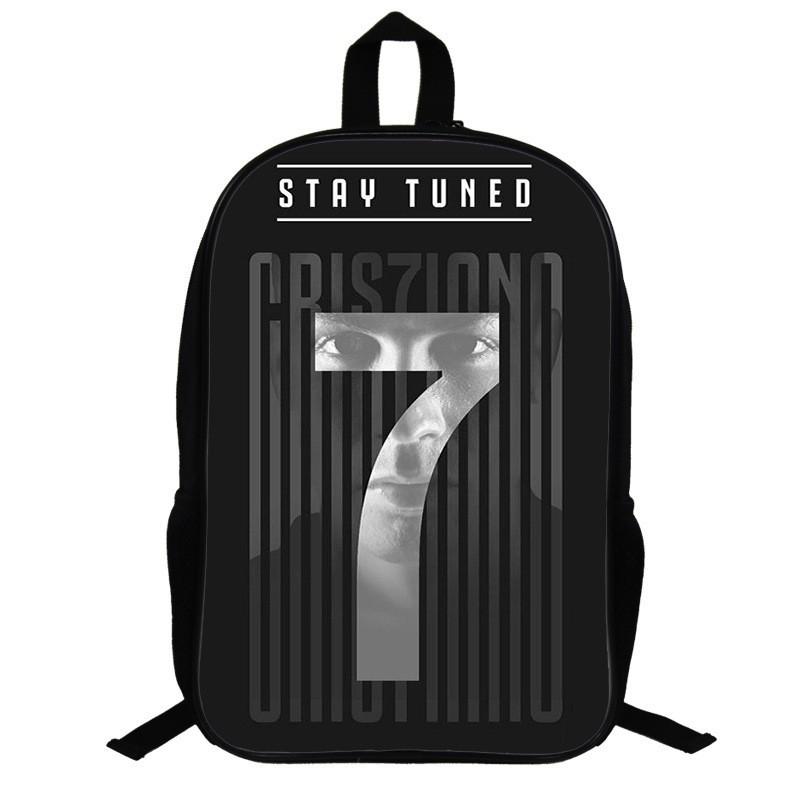 Cristiano Ronaldo Motiv Rucksack Schulkinder 17 Zoll Oxford-Gewebe Doppeltes Träger-Tasche Mit Atmungsaktiven Gepolsterten Trägern