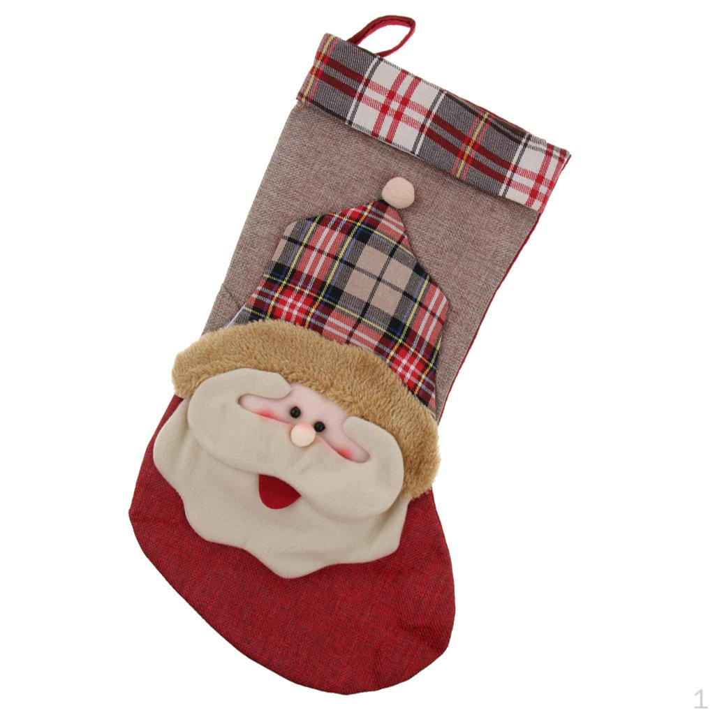 Christmas Fabric Stocking Candy Gift Bag Tree Santa