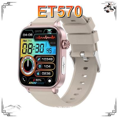 ET570 Bluetooth Smartwatch 2024: EKG, Körpertemperatur, Herzfrequenz, Blutdruck, Multisport-Funktionen