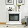 Electric Fireplace Large Size 2000 W LED Flame Effect Timer Adjustable Temperature Brightness Remote Control Included White
